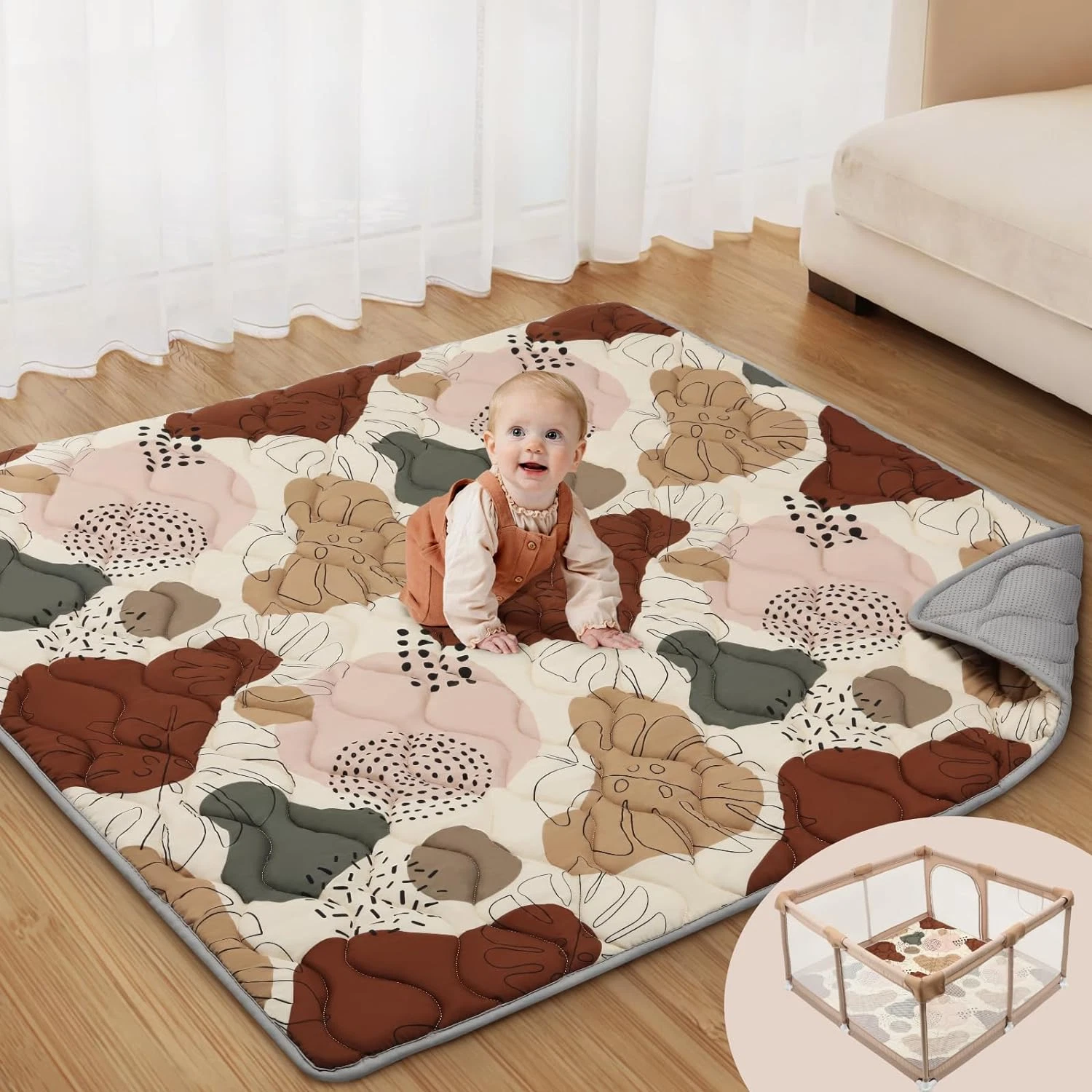 Baby Play Mats for Floor 50X50 Play Mat for Playpen Thicken Soft Padding Foam