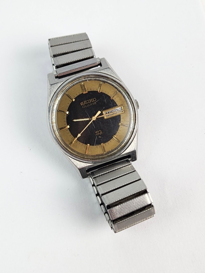 Lot 3 Seiko Quartz Men's Watches for Parts/Repair SQ Gold Dial, Space