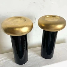 Postmodern Black and Gold Ceramic Candle Holders by Jaru
