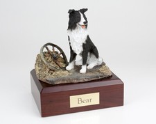 Border Collie, Sitting Pet Cremation Urn Available in 3 Diff Colors  4 Sizes