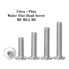 M2 M2.5 M3 Ultra Thin Wafer Flat Head Low profile Screw Allen Bolts A2 Stainless