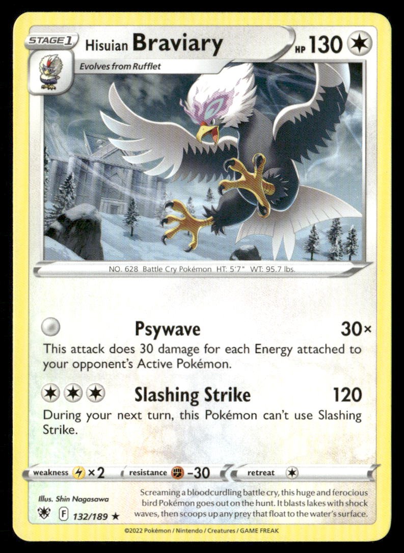 Hisuian Braviary Astral Radiance 132/189 Rare Pokemon Near Mint