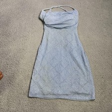 B. Darlin Dress Womens 1/2 Blue Glitter Sparkle Bodycon Mini Criss Cross Back