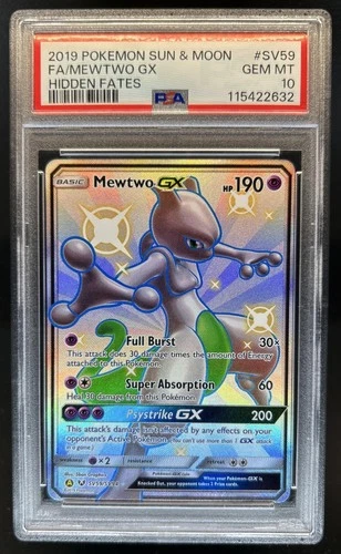 2019 Pokemon SM Hidden Fates Mewtwo GX #SV59/SV94 PSA 10 GEM MINT