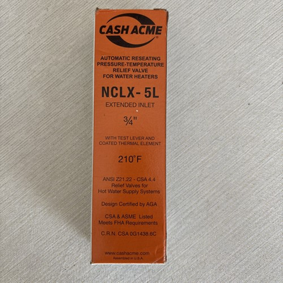 #ad Cash Acme NCLX 5L 3 4quot; Auto Reseating Water Heater Pressure Relief Valve HOT NIB $19.00