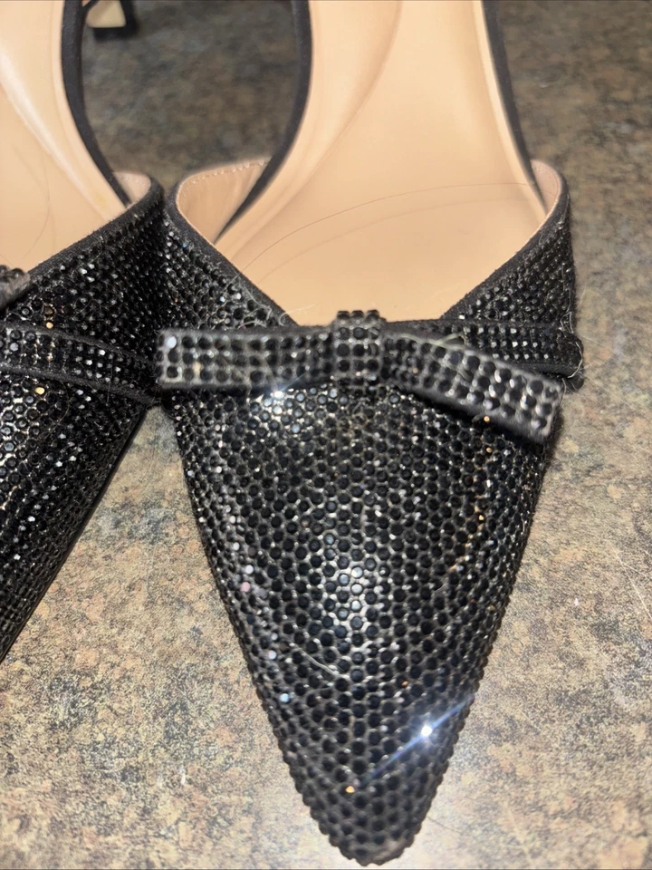 I.N.C. Women’s Size7m Gelsey slingback kitten heel pumps black rhinestones bow - Image 4 of 4