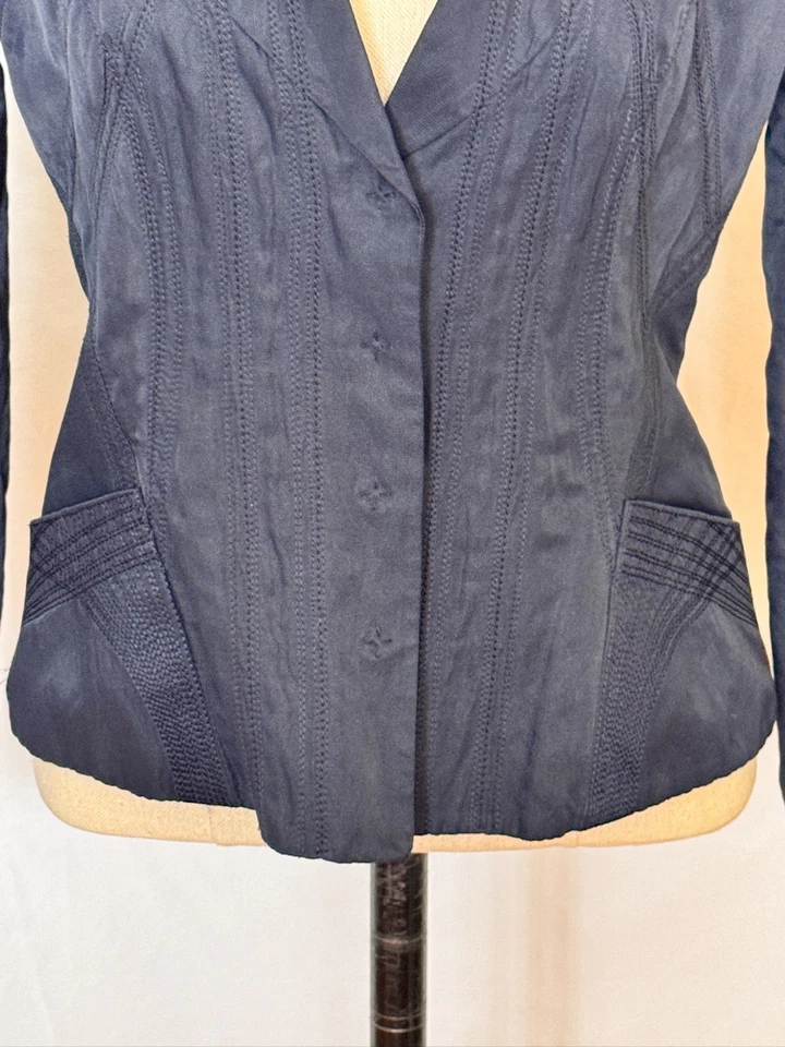 Chaqueta Blazer Elie Tahari Azul Marino Ajustada Para Mujer Talla S Cosida Contorno Foto 2 de 4