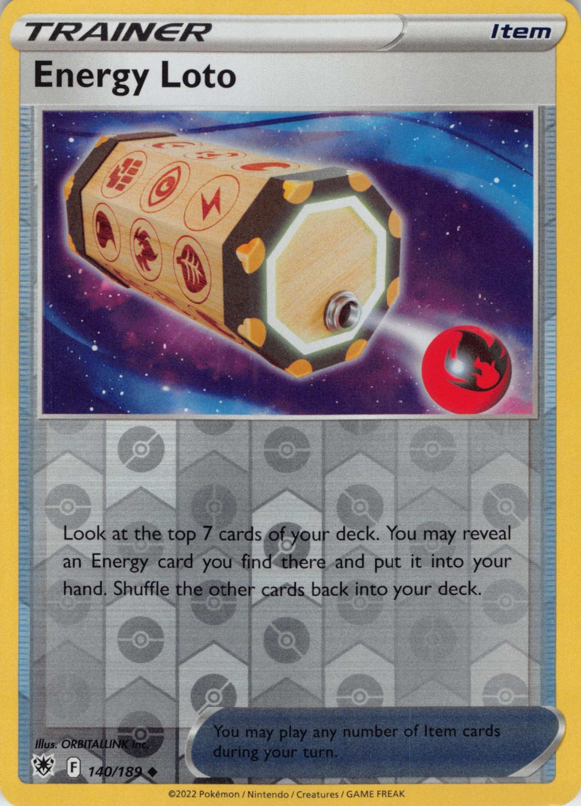 Energy Loto #140/189 Pokemon SWSH10: Astral Radiance Reverse Holo NM