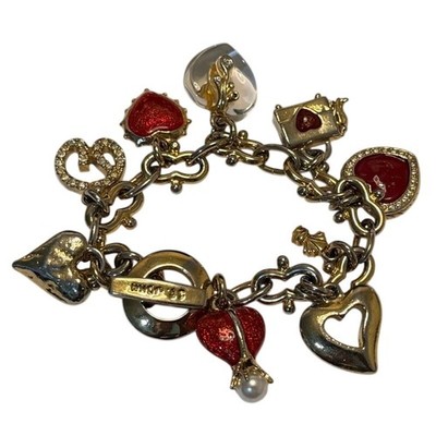St. John ''Love of My Life'' Gold-tone Multi-Charm Toggle Bracelet