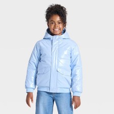 Girls' Hooded Puffer Jacket - Cat Jack Light Blue M