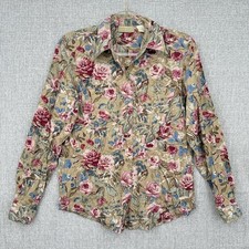 Vintage Liz Claiborne Shirt Womens Small Floral Button Up Long Sleeve Rayon 90s
