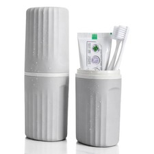 Toothbrush Travel Case, 2 in 1 Compact Travel Toothbrush Holder with Mouthwas...