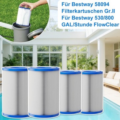 Für Bestway Filterkartuschen Größe II Pool Kartuschen Filter 4/16er-Set 58094 DE