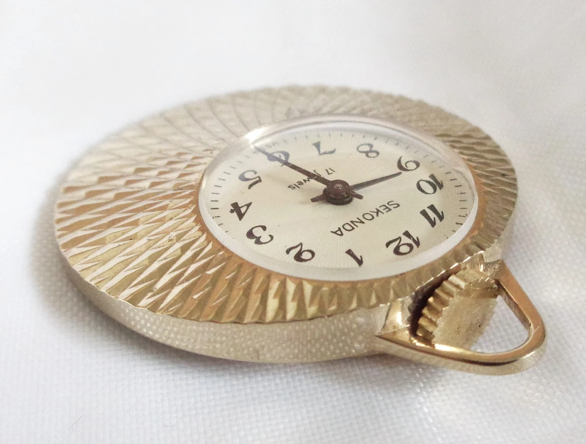 Nuevo de Lote Antiguo Reloj de Enfermera Colgante Mecánico Sekonda URSS Chapado en Oro Cuerda Manual Funcionando