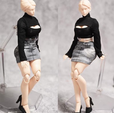1/10 Scale High Neck Cutout Top Mini Skirt For Female Action Figure Body