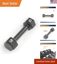 Cast Iron Hex Dumbbell - 5 lb Individual Weight, Secure Grip and No-Roll Head