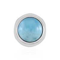 Cavill Ring Blaue Larimar 3,79Ct Rund Cabochon 925Er Silber Platin Elegant