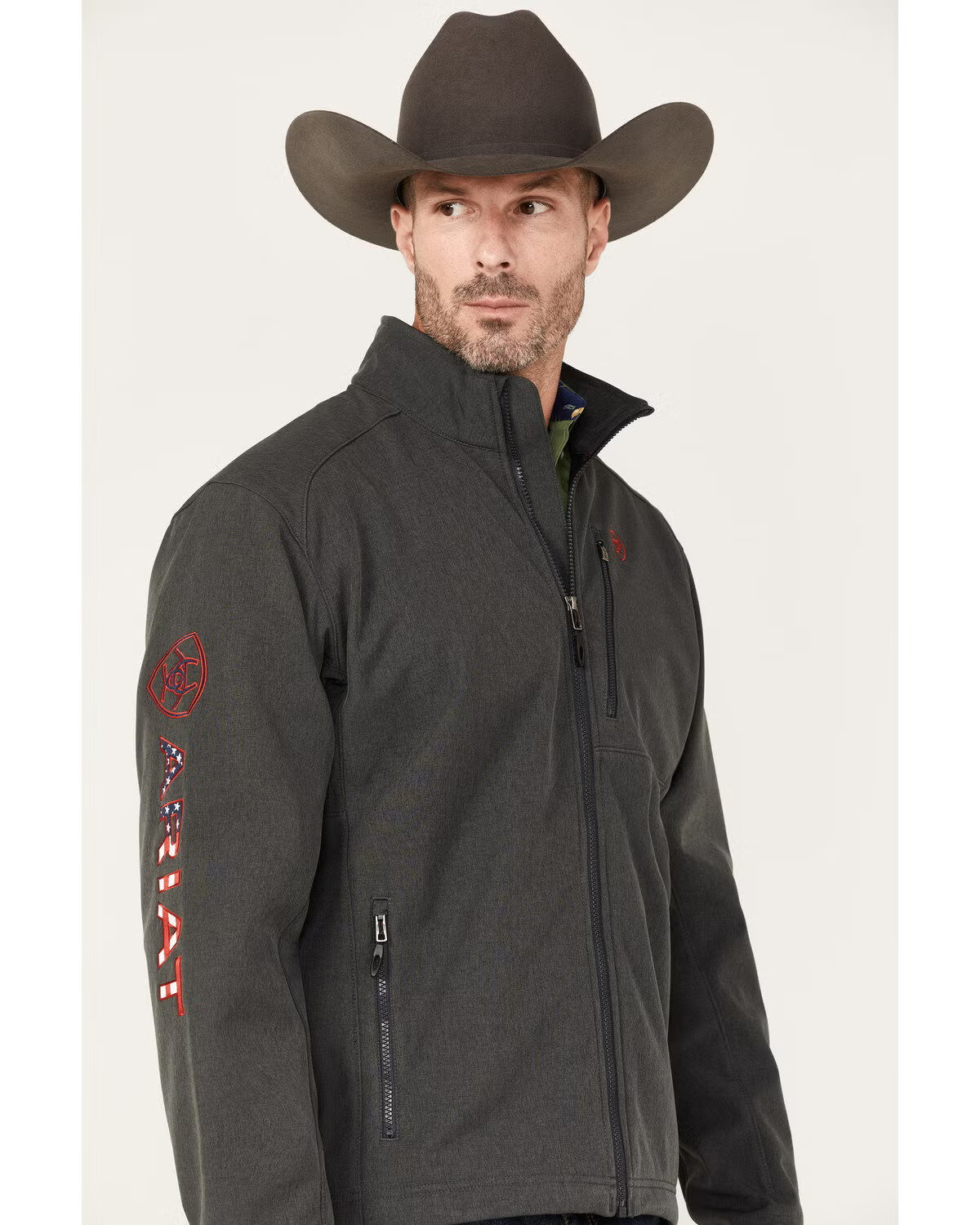 Ariat® (Men's 3XL) Logo 2.0 Americana™ Softshell Jacket in Charcoal - $135 - second product detail image
