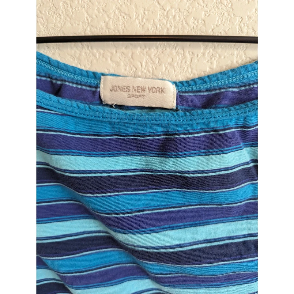Jones New York Sport Womens Sz L Sleeveless Athletic Tank Top Blue Striped - Image 2 of 3