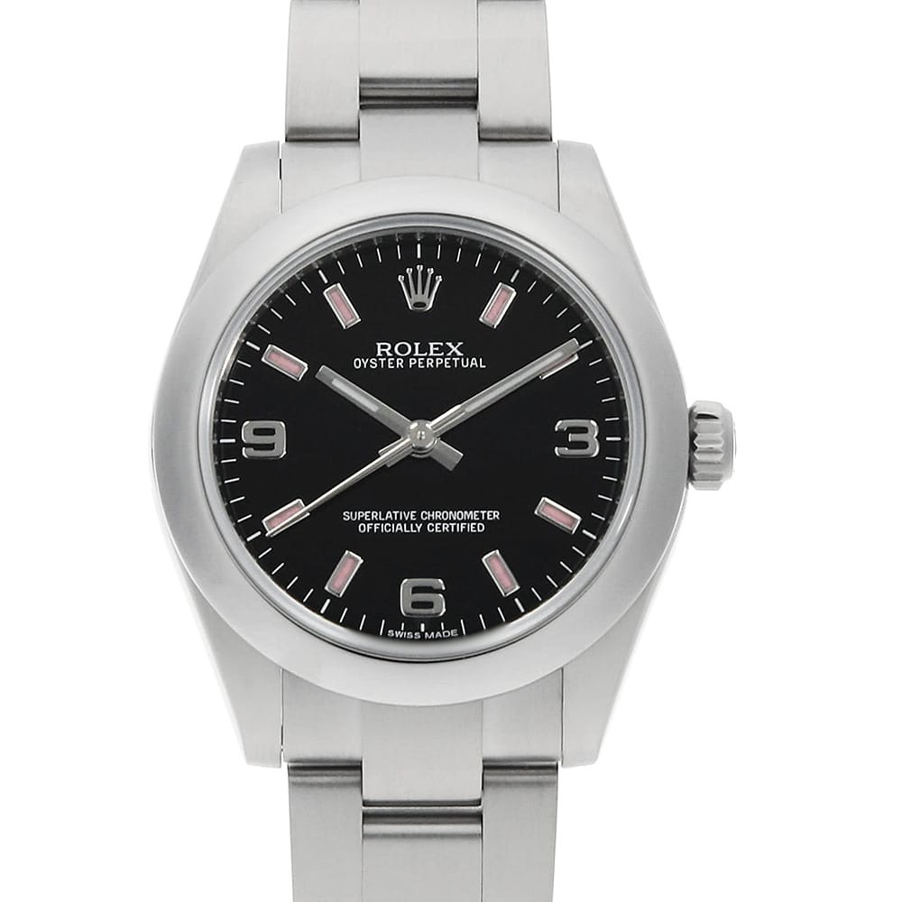 ROLEX Oyster perpetual 177200 black 369 Pink Bar Random Number second hand B...