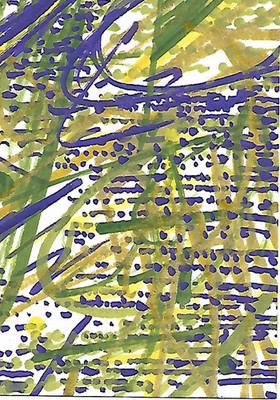 ACEO ATC CARD ''Letters 45'' REASOR Original Abstract Painting 2.5x3.5