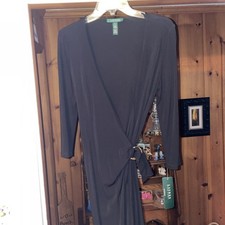 Lauren Ralph Lauren Dress Size 8 Black Wrap Dress BEAUTIFUL 