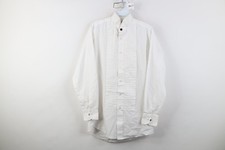 Vintage 90s Mens XS 32/33 Ruffled Formal Prom Tuxedo Wedding Button Shirt White