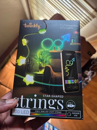 Twinkly 100 LED Star Shaped String Lights USB-C App-Controlled Twinkle Lights