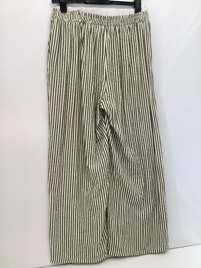 Pantalón Boohoo Verde Blanco Rayas Cintura Alta Pierna Ancha Reino Unido 16 Poliéster Algodón Foto 3 de 4