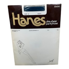 Vintage Hanes Ultra Sheer Pantyhose Size A Navy 950 Nude Heel Reinforced Toe