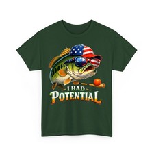 Maglietta unisex I Had Potential Fishing Flag pescatore americano