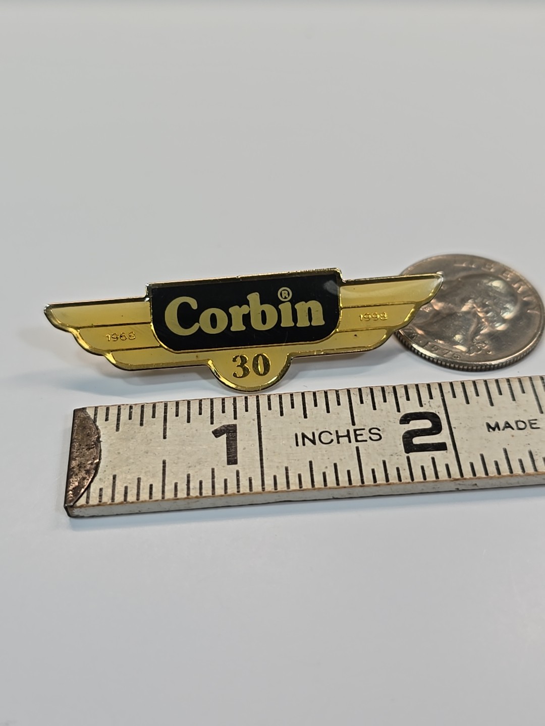 Corbin 30 Year Anniversary Souvenir Lapel Pin 1968-1998 Motorcycle Seats