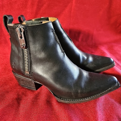 FRYE Sacha Moto Shortie Leather Ankle Boots Women's 7.5 B Black MSRP $325 - Image 1