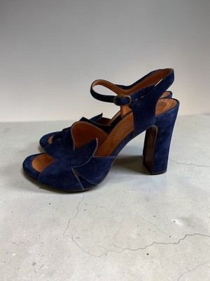 CHIE MIHARA Blue Suede Sandals Heels Size 40 / 10