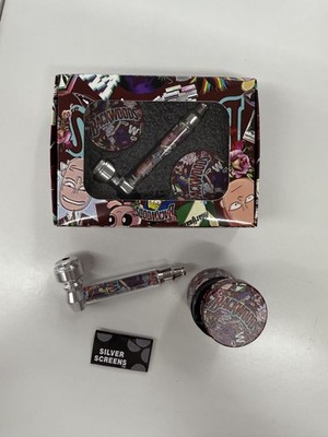 Set BACKWOODS METAL Smoking Pipe w/Lid And Grinder Tobacco Pipe Metal pipe