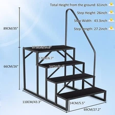 Heavy Duty Swimming Pool Ladder Hot Tub Steps Ladder With Handrails Black NEW