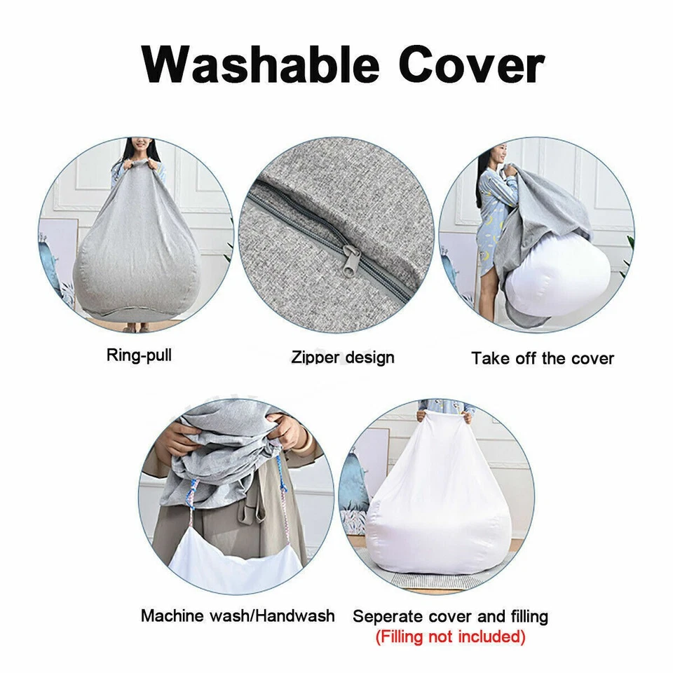 Großer Sitzsack, Sofa, Couchbezug für drinnen und draußen, Lazy Lounger für Erwa - Bild 3 von 4