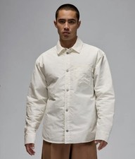 Men's Air Jordan Rain Button Down Jacket Cream Sweater Puffer FV7432-133 Sz XL