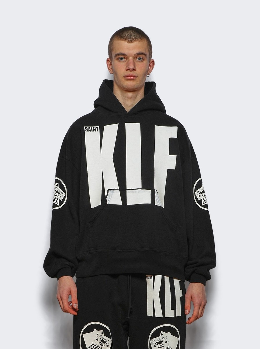 Saint Mxxxxxx X The Klf Hoodie Black Men's Heavyweight Cotton