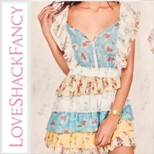 LOVESHACKFANCY Phyllis Ruffled Cotton Mini Dress Size XS
