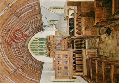 Ansichtskarte; Rycote Chapel, Oxfordshire, Innenraum von West Gallery