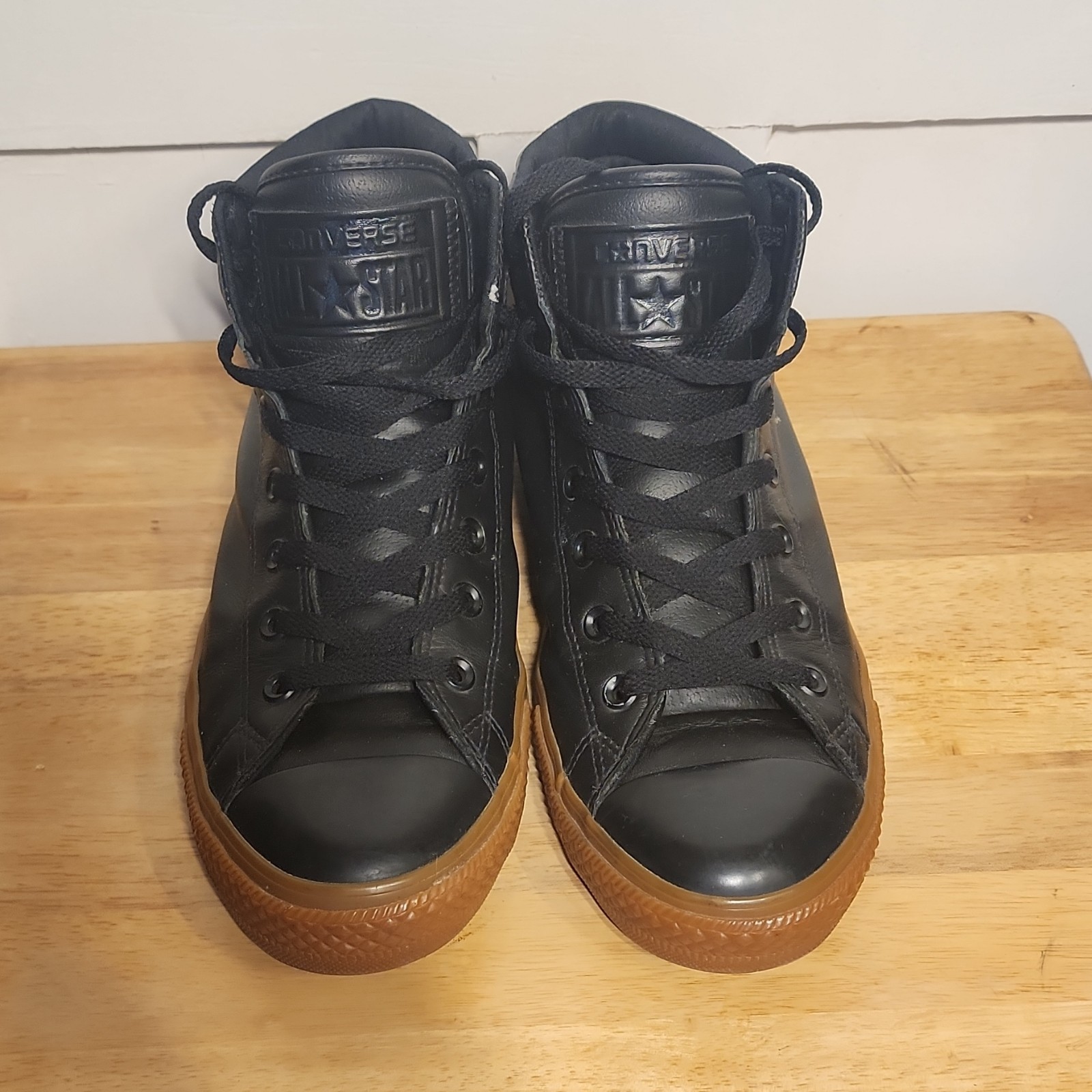 Converse All Star Men's Black Leather High Top Sneakers Size 10.5 150818C thumbnail 4