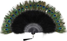 Peacock Feather Vintage Folding Hand Fan