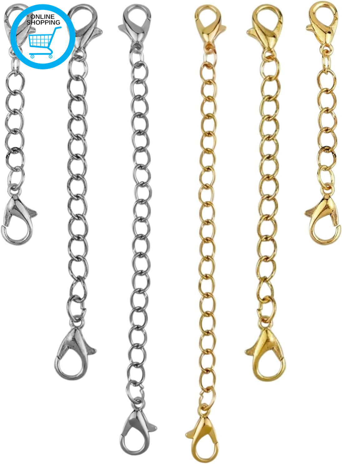 6 Pcs Necklace Extender Silver and Gold, Bracelet Extender with Lobster Claw Cla