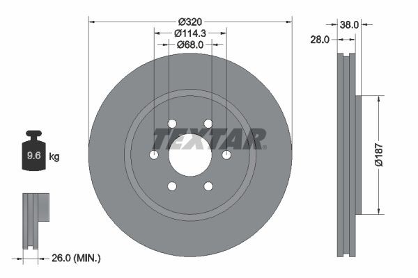 2X Bremsscheibe Vorne Textar 92164405 FÜR Nissan Bremsscheiben Scheibenbremse-image