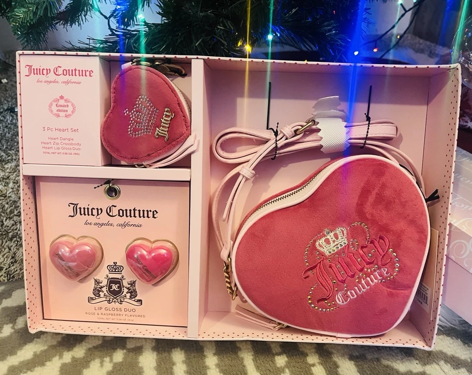Juicy Couture 3 Piece Heart Crossbody, Pouch Wallet, Lipgloss NEW Christmas $99 - Image 2 of 4