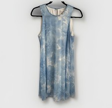 Y2K Calvin Klein Elegant Trapeze Delicate Chiffon Blue Cloud A Line Dress Size 4