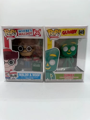 New Funko POP! Television Gumby #949 w/protector & Waldo & Woof Barnes Noble #25