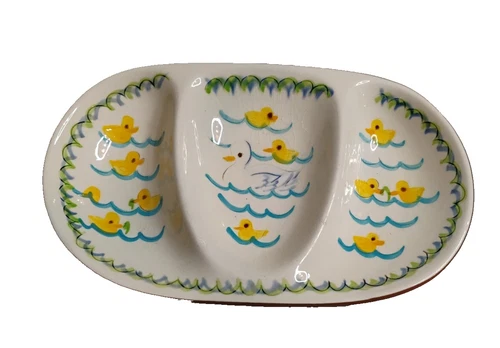 Stangl Ducky Dinner Divided Plate Kiddieware Redware Pottery 1958 Vintage