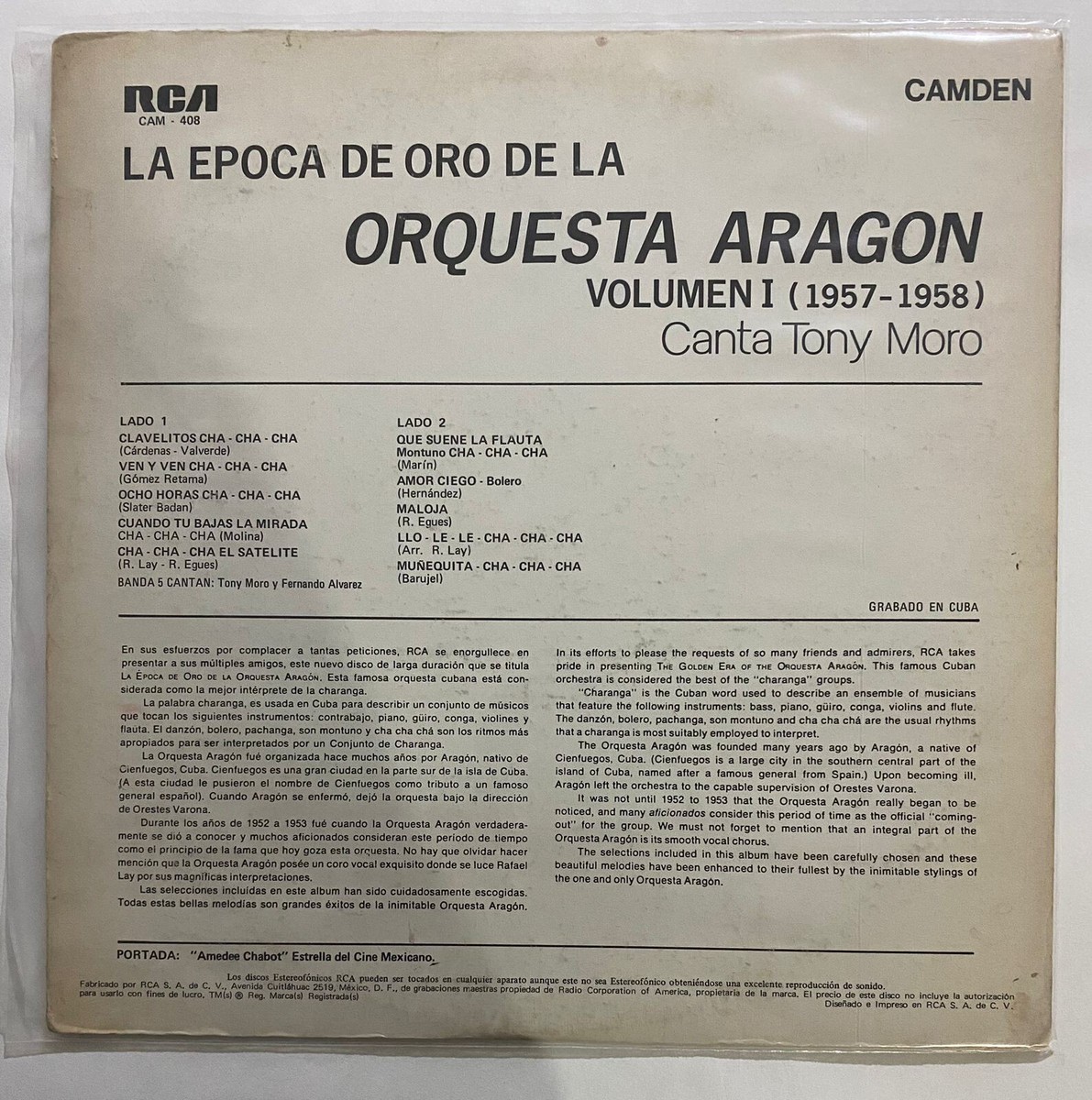 ORQUESTA ARAGON - LA EPOCA DE ORO VOLUMEN I - MEXICAN LP, SEXY